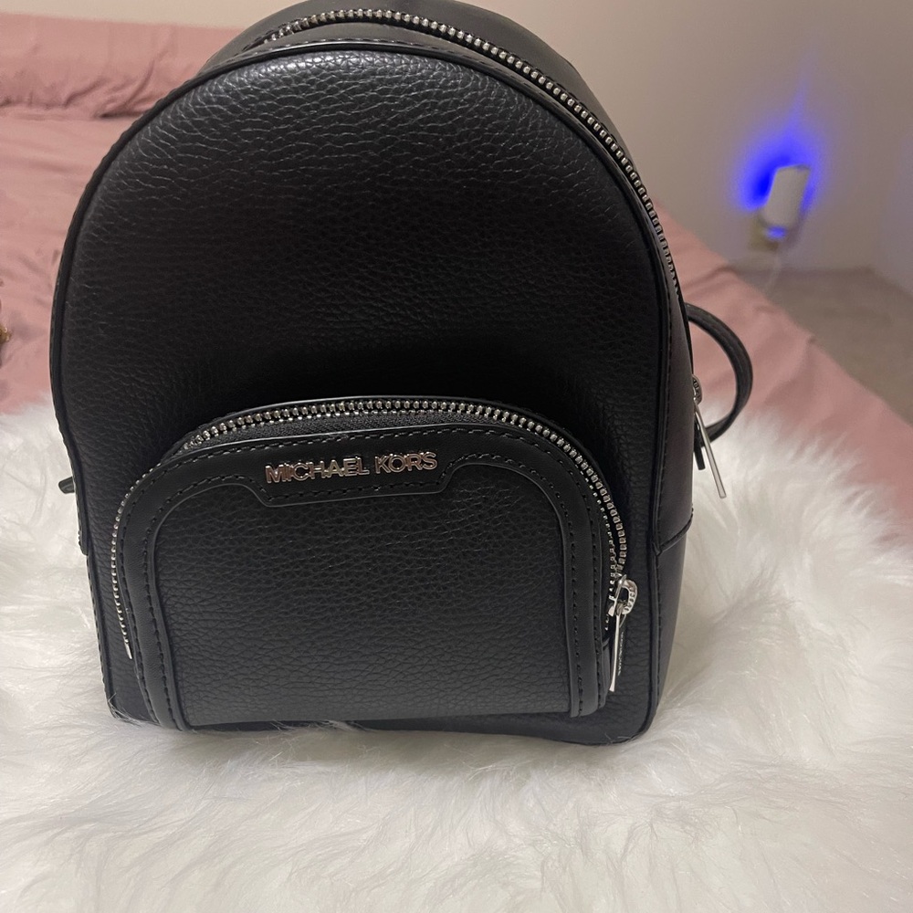 Michael Kors Black Backpack with Silver Accents